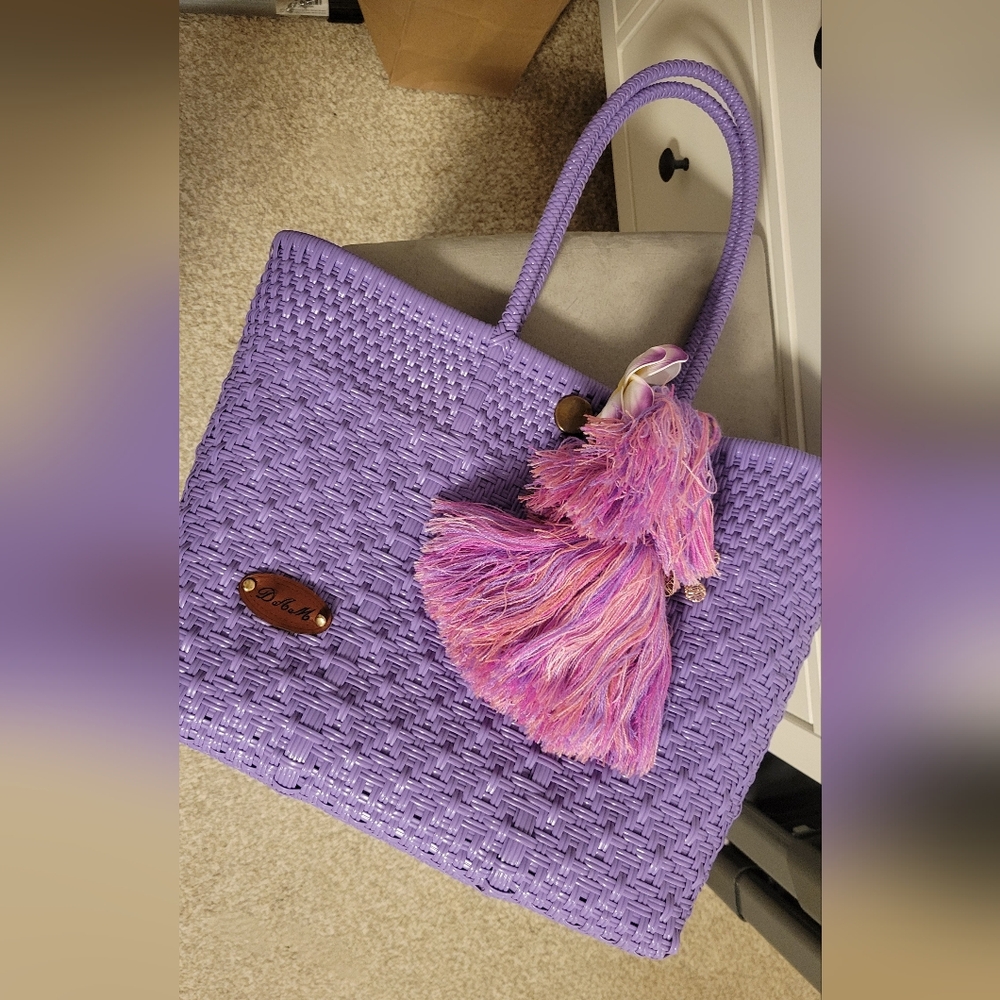 DAM Brand Handmade Macrame Purple Crocheteted Beach Tote Mexico